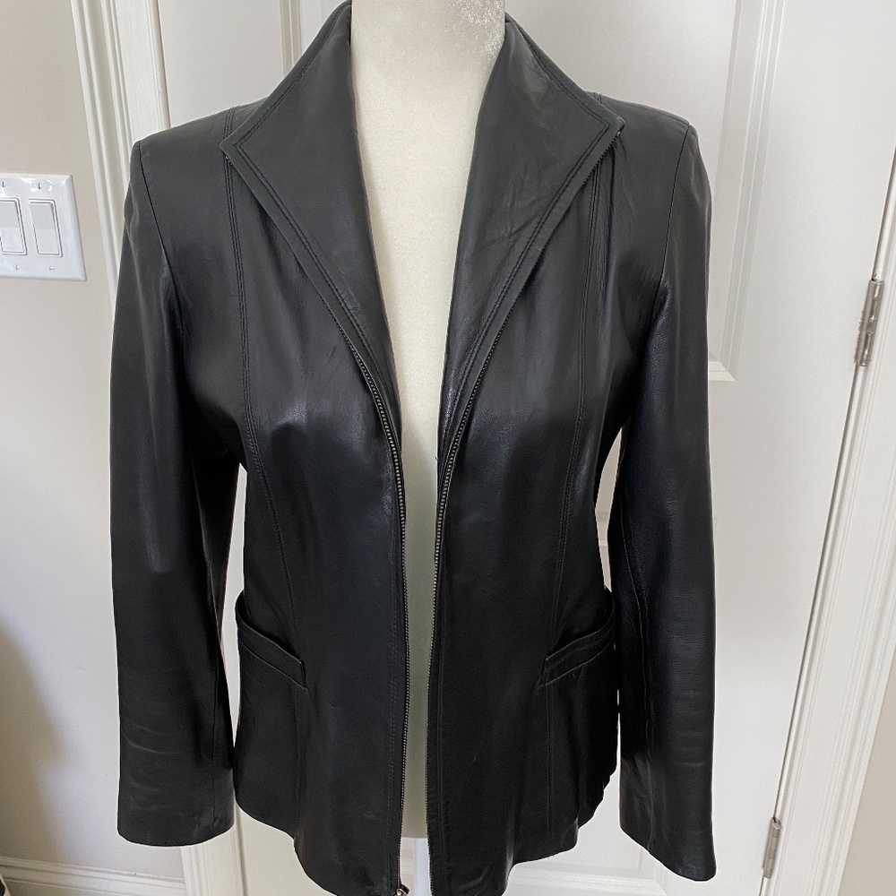 COLE HAAN SOFT KID LEATHER BLACK JACKET SIZE 6